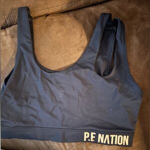P.E. Nation sexy single strap/double strap front sports bra top.